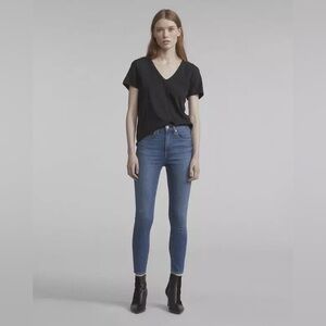 Rag & Bone High Rise Ankle Skinny womens jeans blue size 27 raw hem